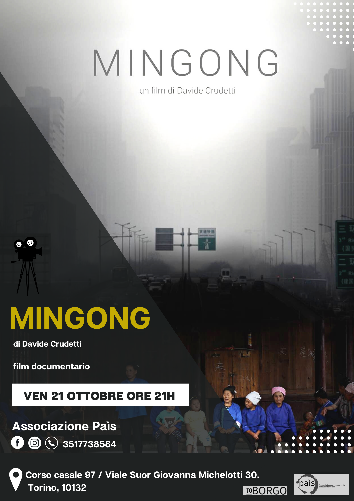 “Mingong” venerdì 21 ottobre al cineforum In Viaggio con Paìs