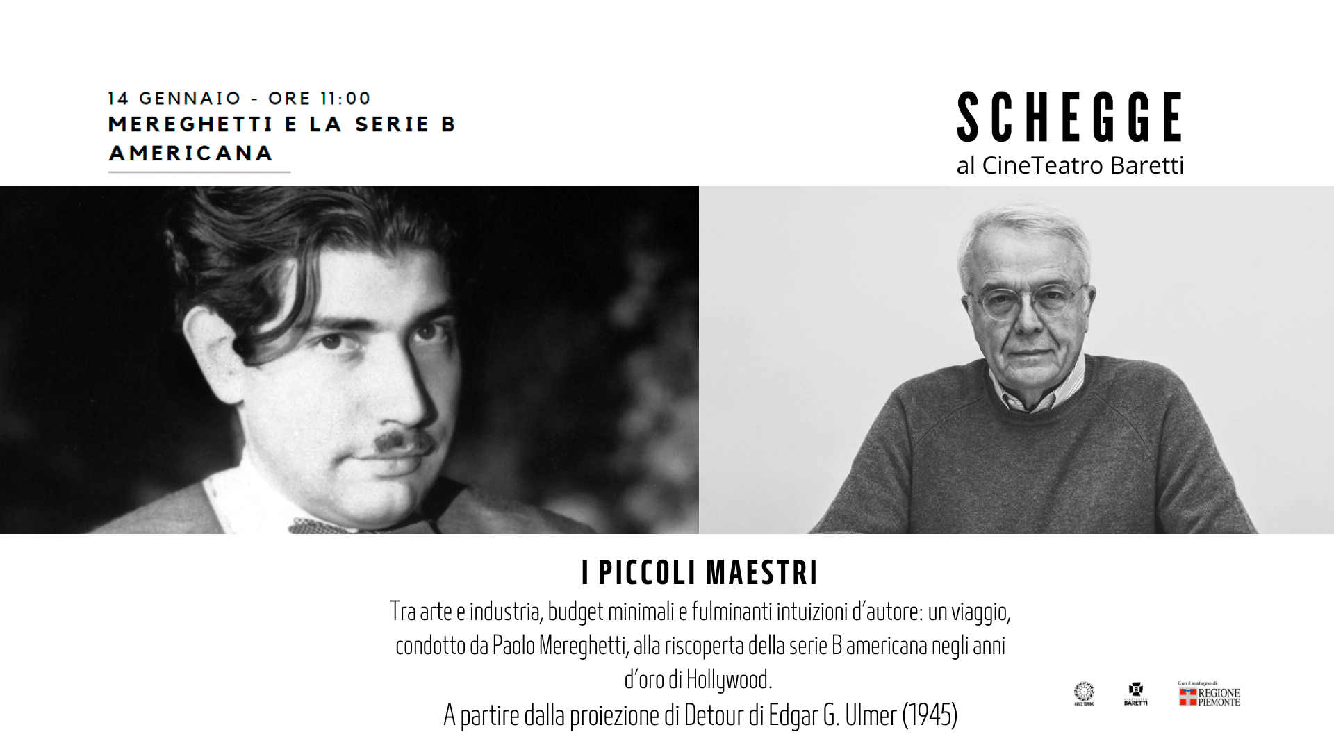 Paolo Mereghetti il 14 gennaio al Baretti per Schegge